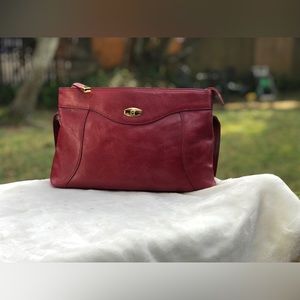Red leather Aigner shoulder bag
